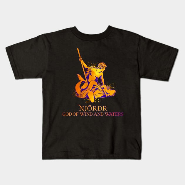 Riding on fish - Viking god Njörd Kids T-Shirt by Modern Medieval Design